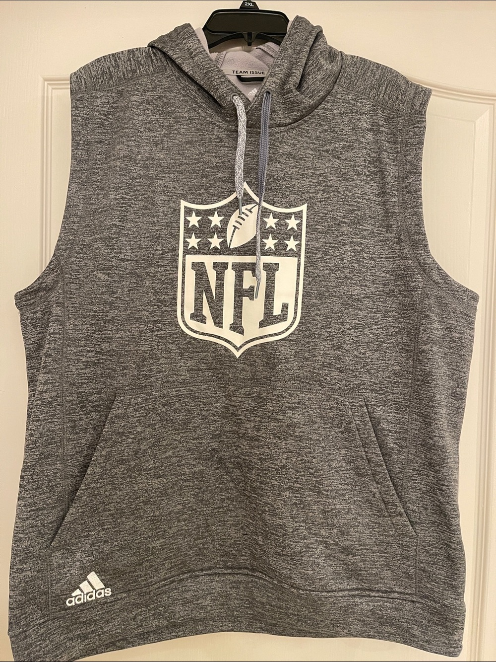 adidas Gray Sleeveless Hoodie with NFL Shield Graphic